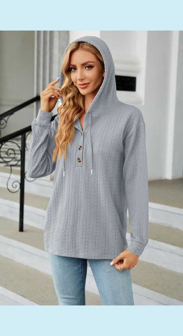 Cable-Knit Long Sleeve Hoodie - Hoodie from hopeford-streams.myshopify.com