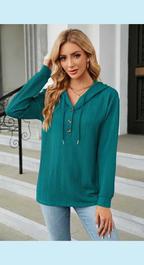 Cable-Knit Long Sleeve Hoodie - Hoodie from hopeford-streams.myshopify.com