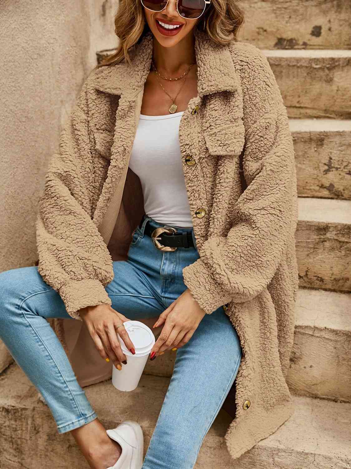 Collared Button Down Unisex Coat