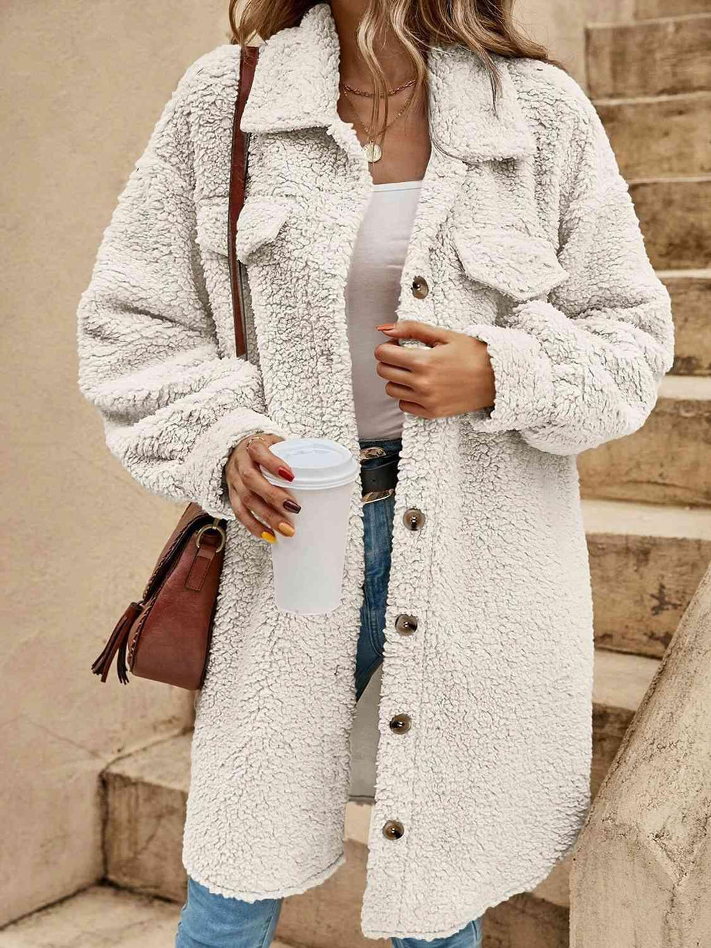 Collared Button Down Unisex Coat -- 