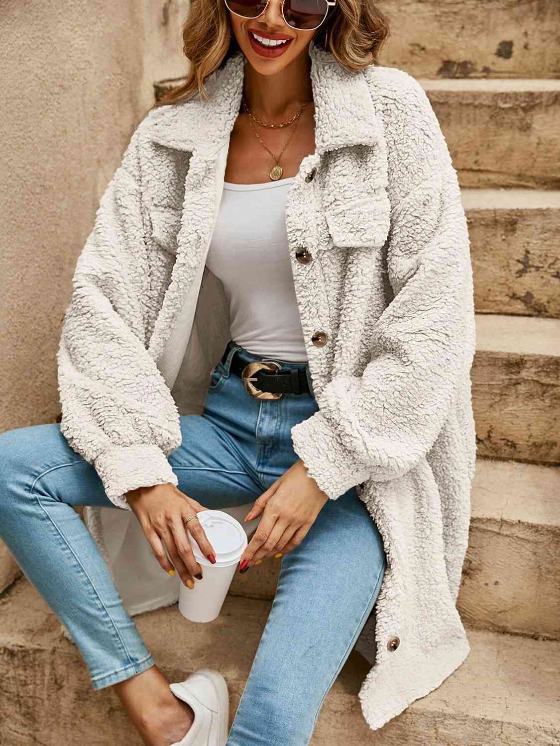 Collared Button Down Unisex Coat