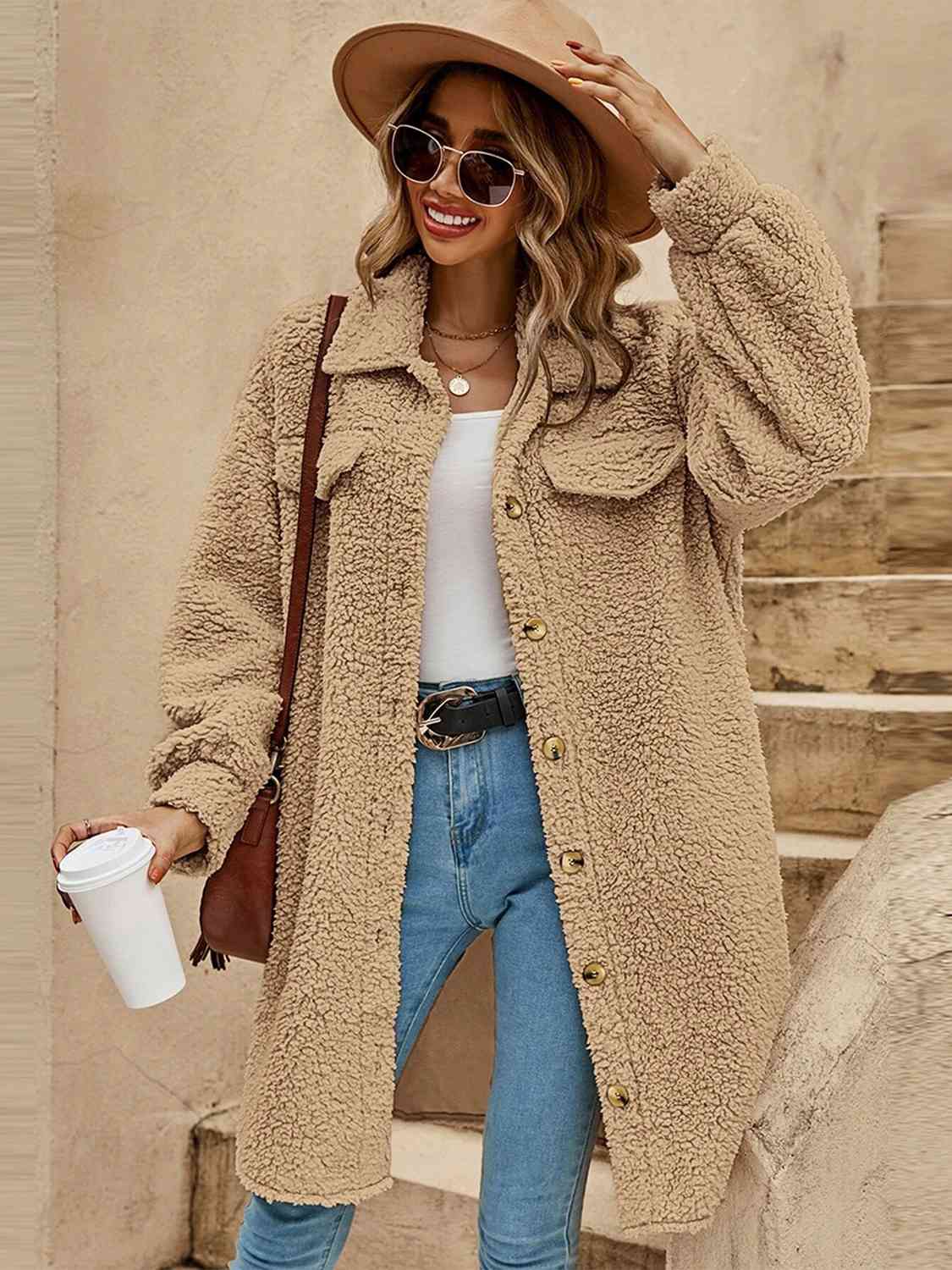 Collared Button Down Unisex Coat