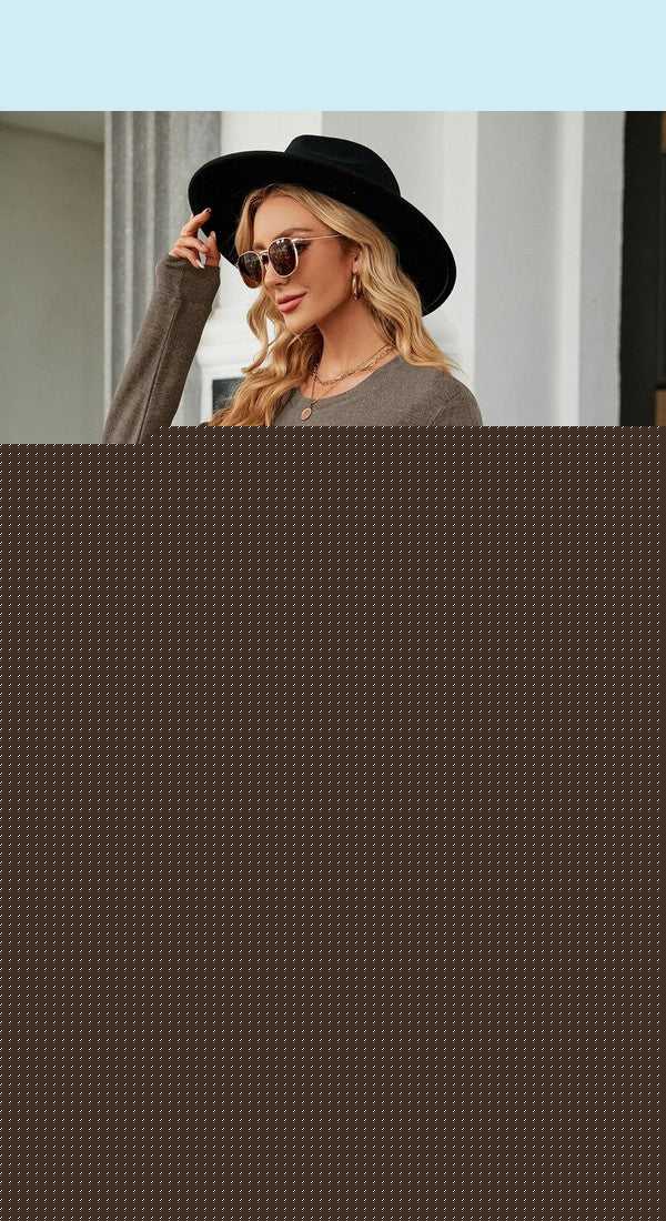 Color Block Round Neck Long Sleeve Slit T-Shirt