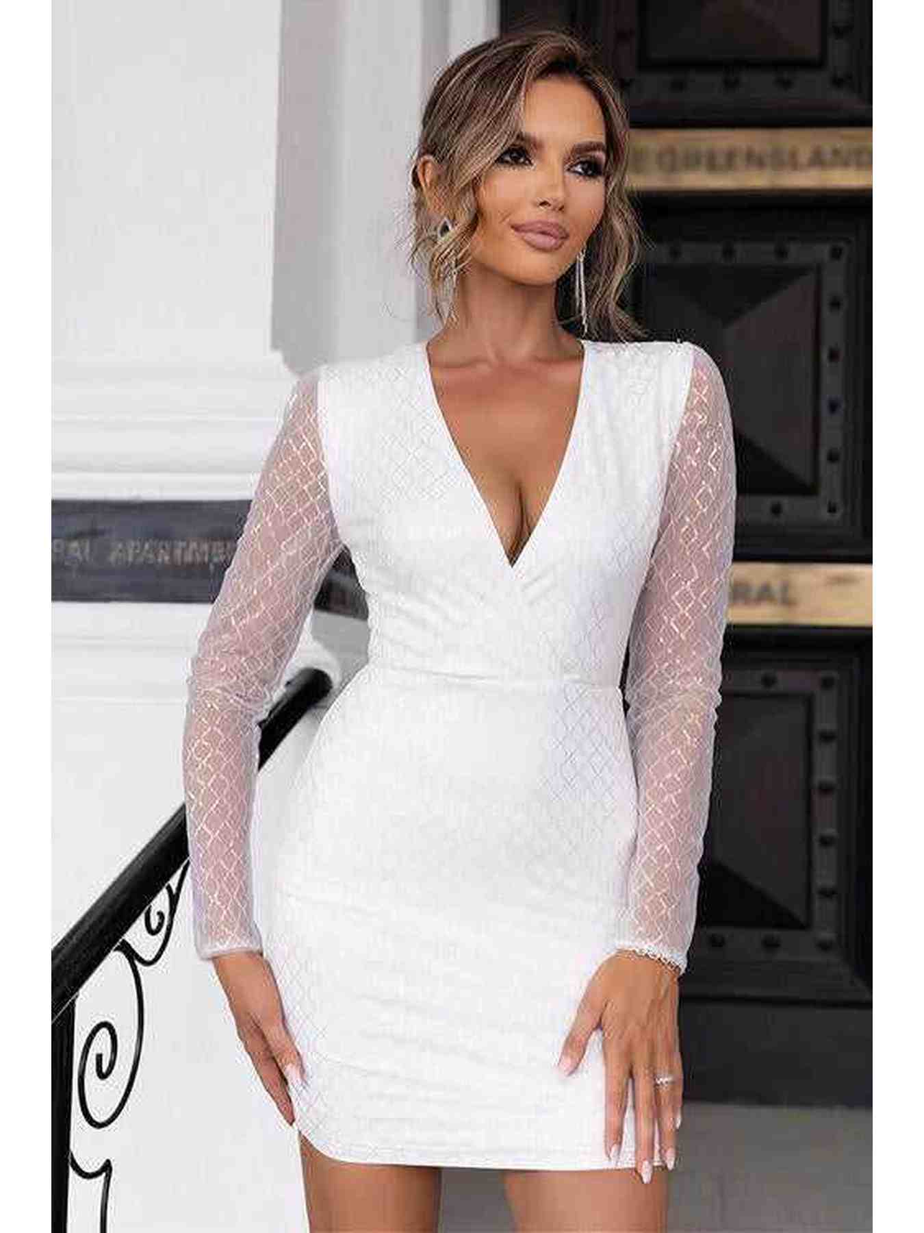 Cutout Sequin Mesh Mini Dress -- 