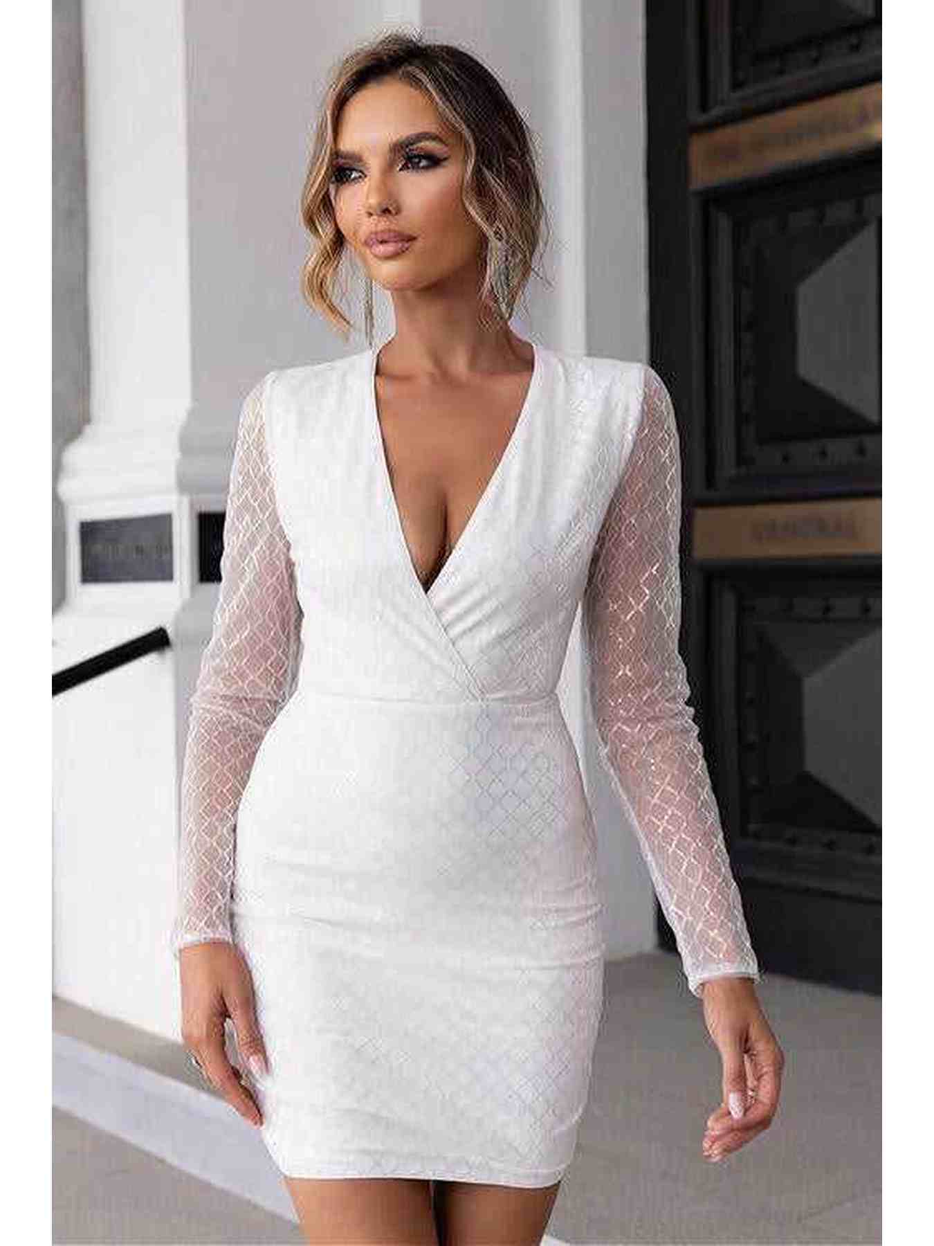 Cutout Sequin Mesh Mini Dress -- 