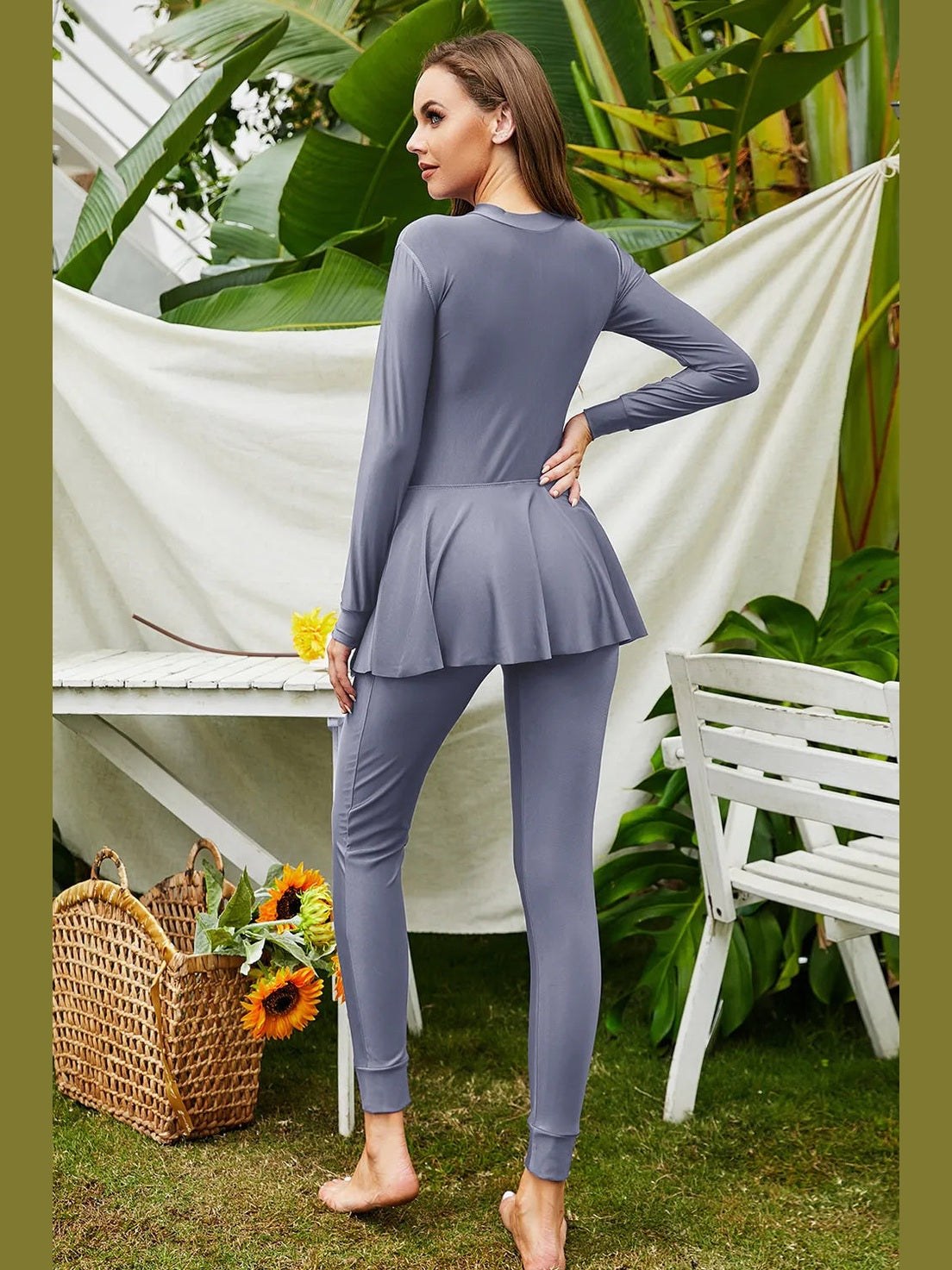 Mock Neck Long Sleeve One-Piece Swimwear