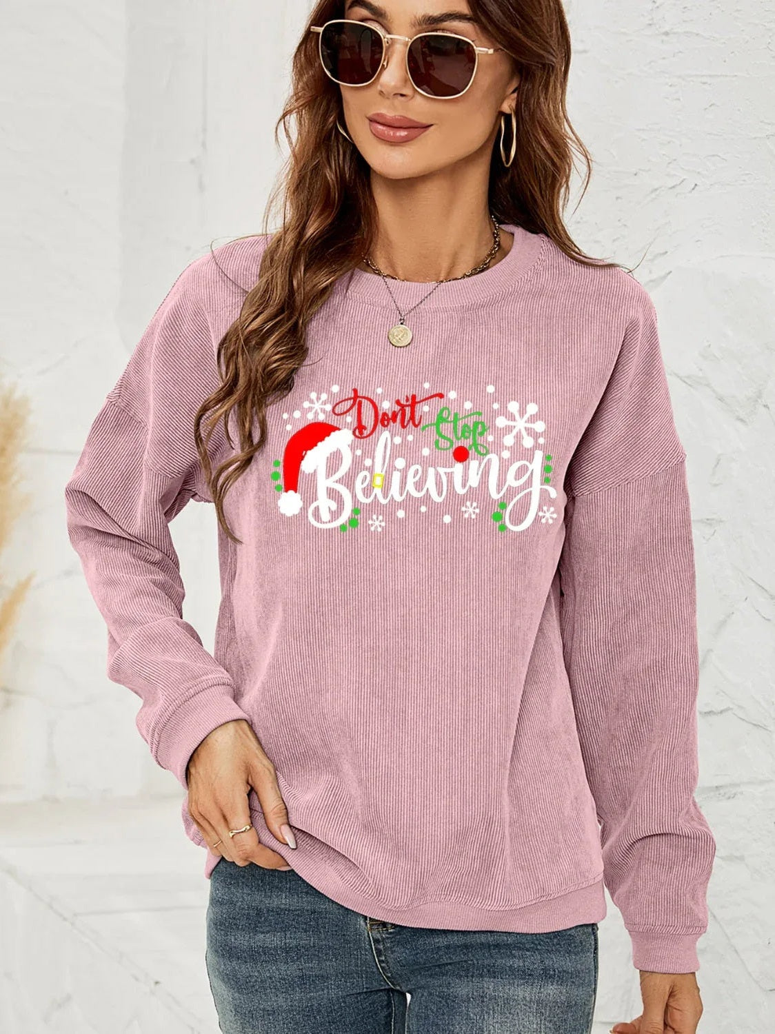 DON'T STOP BELIEVING Graphic Sweatshirt -- 