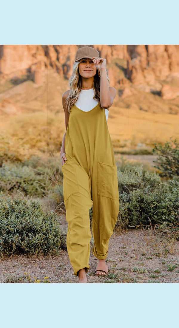 Double Take Full Size Sleeveless V-Neck Pocketed Jumpsuit