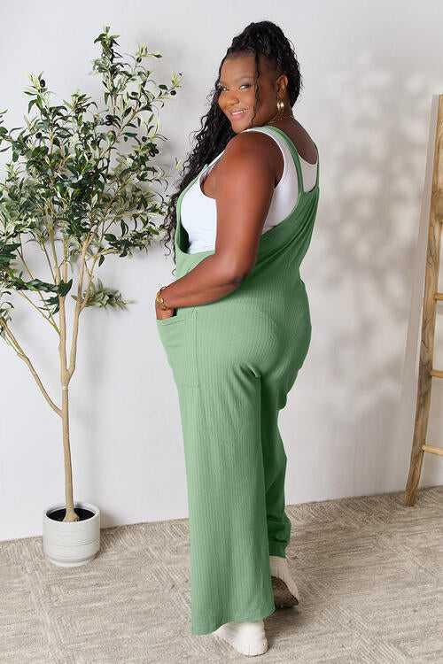 Double Take Full Size Wide Strap Overall with Pockets -- 