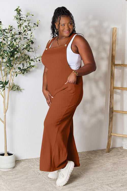 Double Take Full Size Wide Strap Overall with Pockets -- 