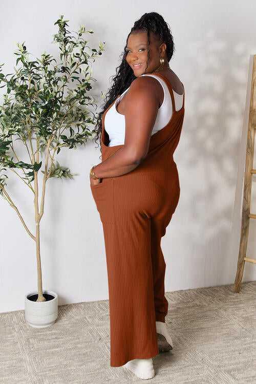Double Take Full Size Wide Strap Overall with Pockets -- 