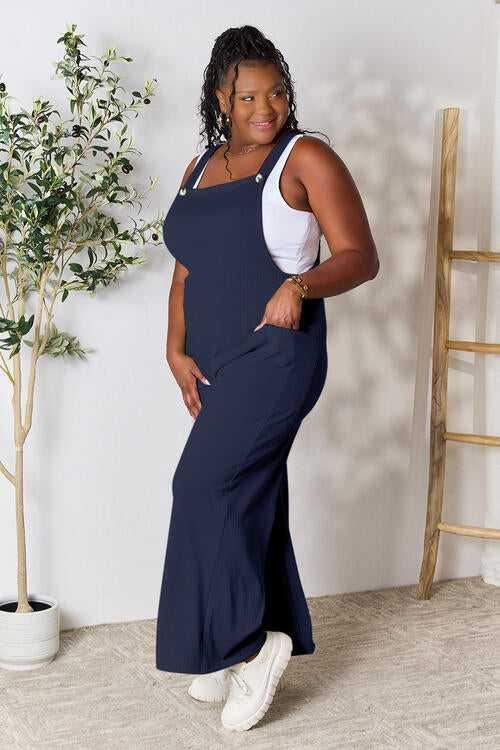 Double Take Full Size Wide Strap Overall with Pockets -- 