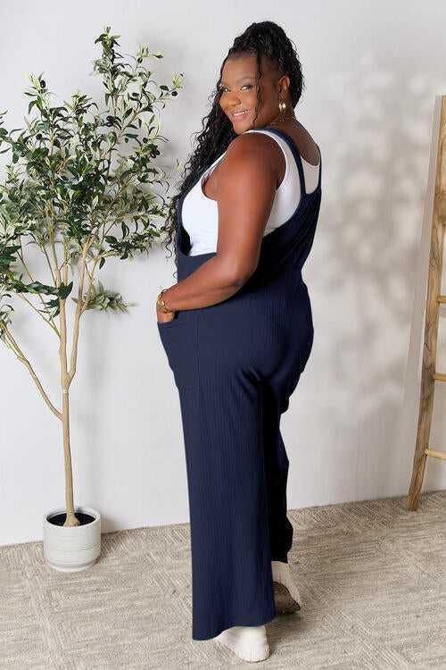 Double Take Full Size Wide Strap Overall with Pockets -- 