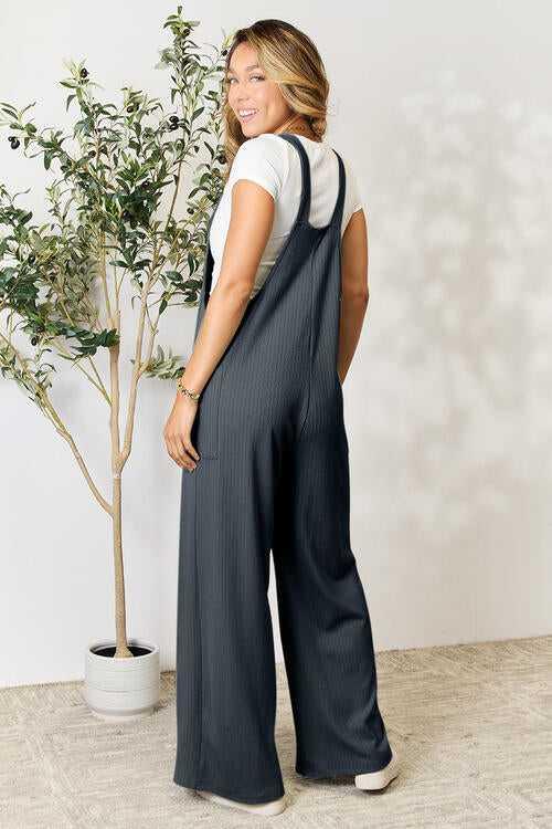 Double Take Full Size Wide Strap Overall with Pockets -- 