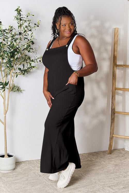 Double Take Full Size Wide Strap Overall with Pockets -- 