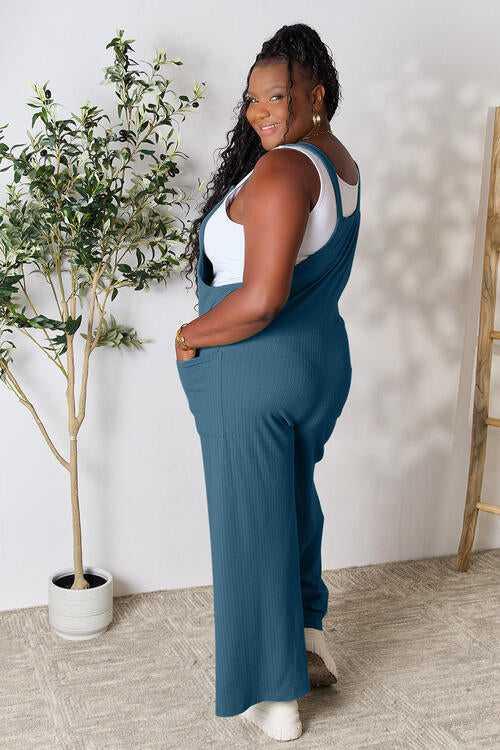 Double Take Full Size Wide Strap Overall with Pockets -- 