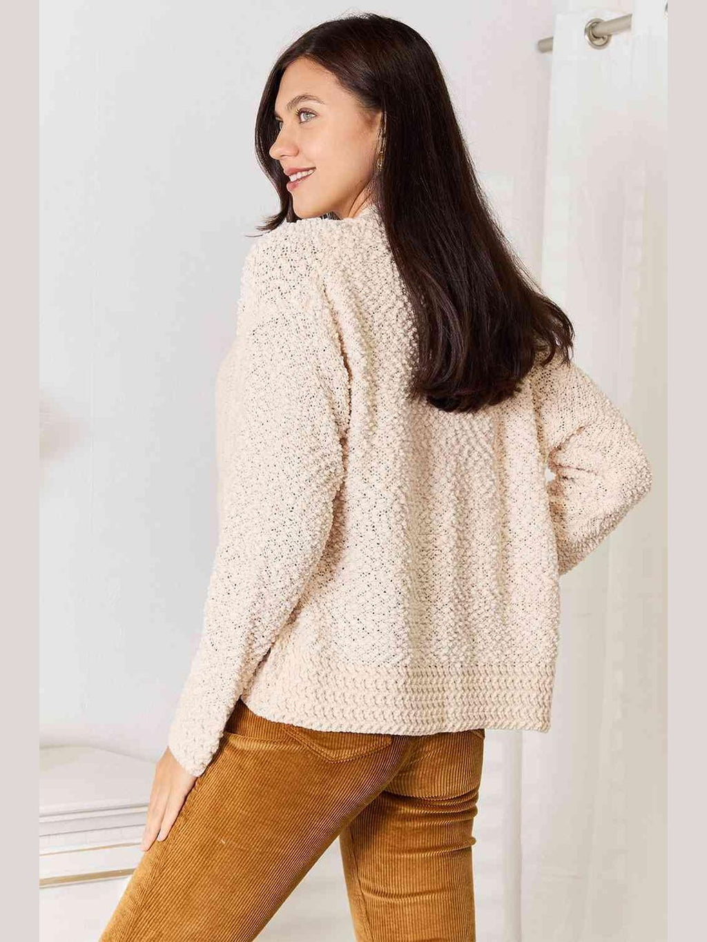 Double Take Open Front Long Sleeve Cardigan -- 