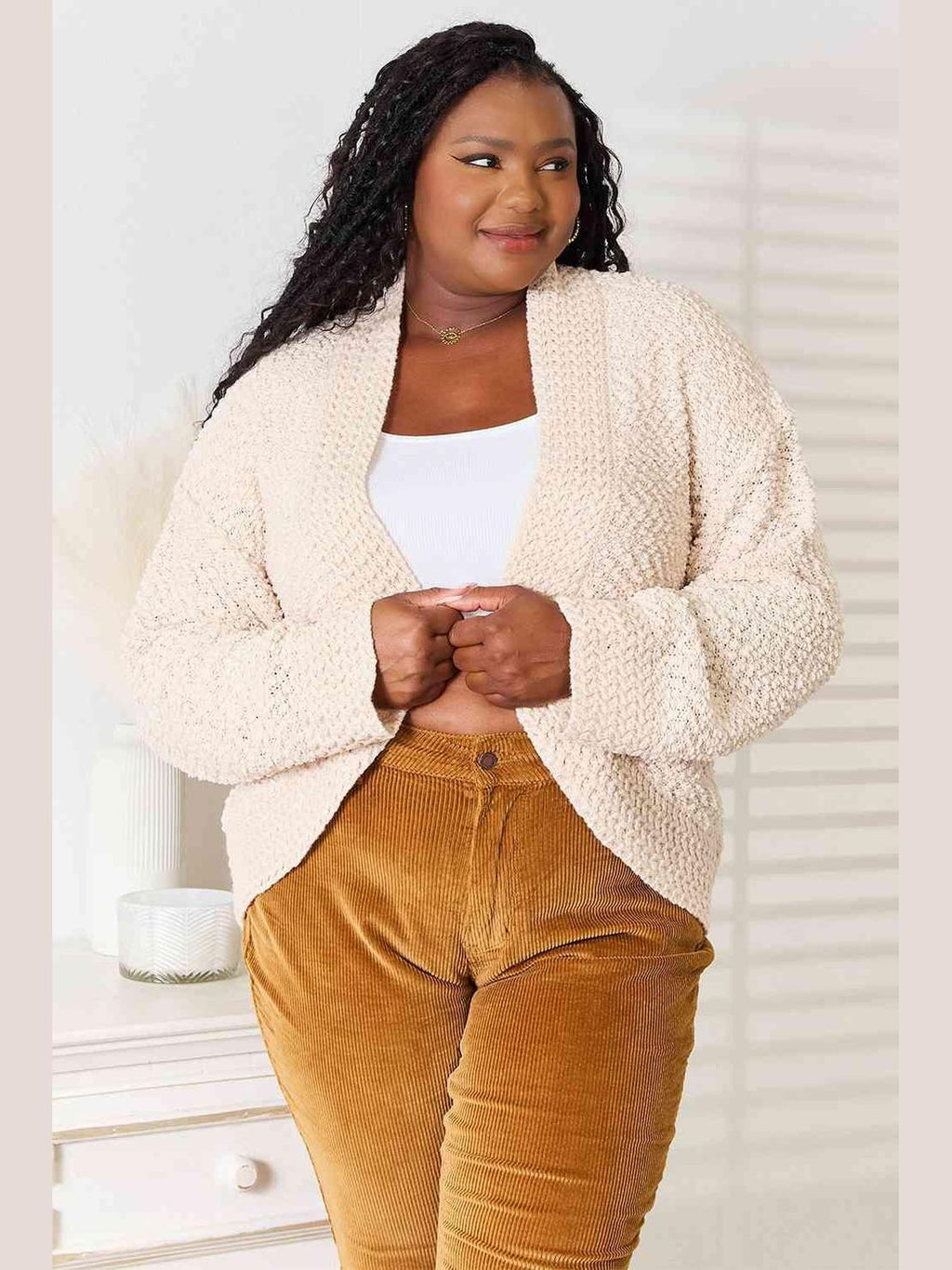 Double Take Open Front Long Sleeve Cardigan -- 