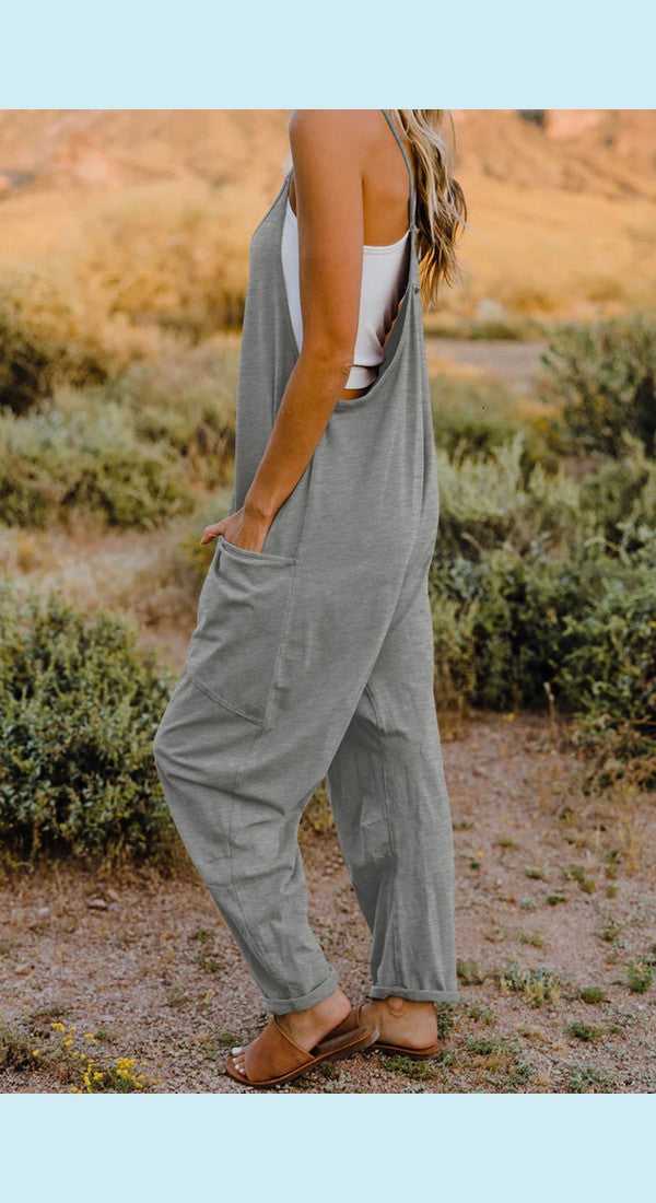 Double Take V-Neck Sleeveless Jumpsuit with Pocket