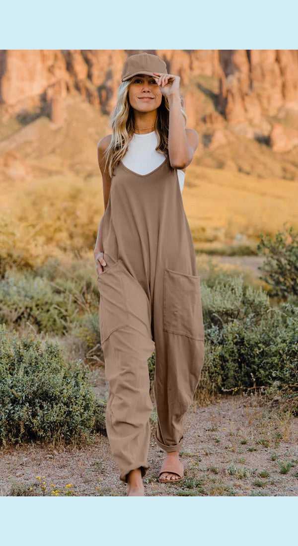 Double Take V-Neck Sleeveless Jumpsuit with Pocket