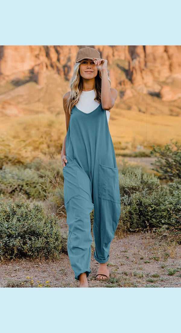 Double Take V-Neck Sleeveless Jumpsuit with Pocket