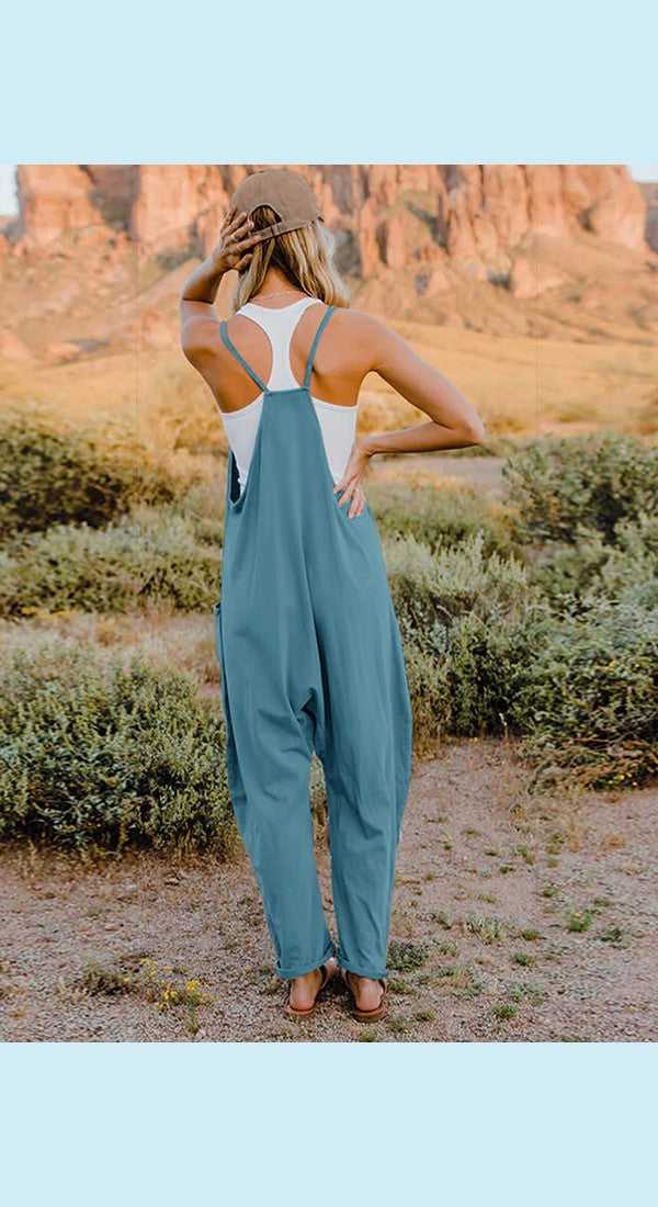 Double Take V-Neck Sleeveless Jumpsuit with Pocket