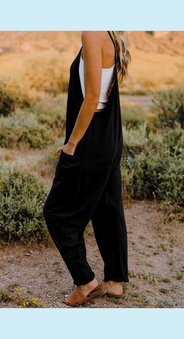 Double Take V-Neck Sleeveless Jumpsuit with Pocket
