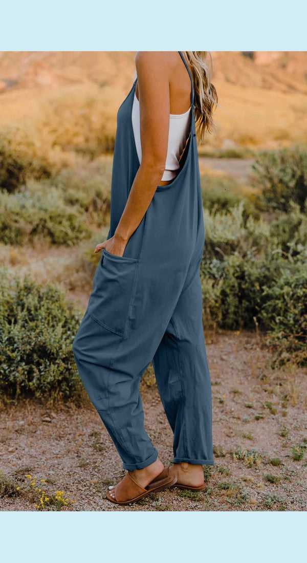 Double Take V-Neck Sleeveless Jumpsuit with Pocket