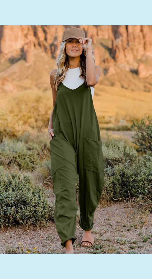 Double Take V-Neck Sleeveless Jumpsuit with Pocket