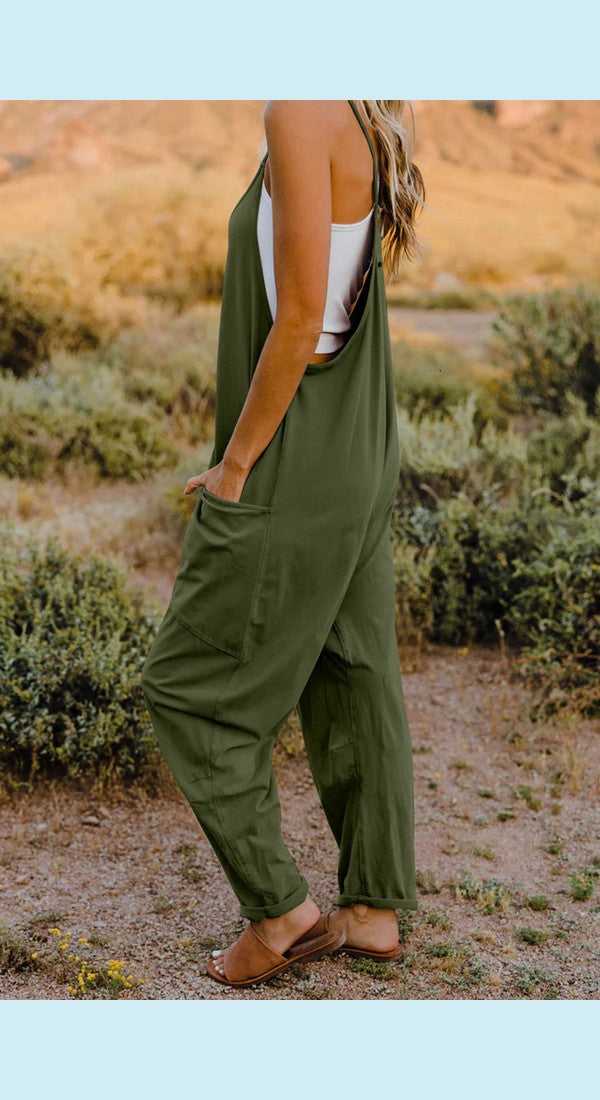 Double Take V-Neck Sleeveless Jumpsuit with Pocket