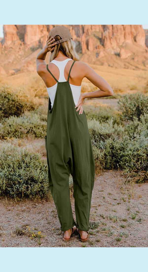 Double Take V-Neck Sleeveless Jumpsuit with Pocket
