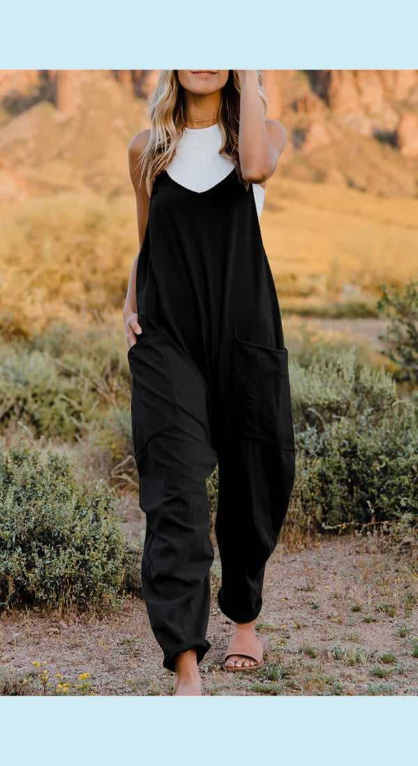 Double Take V-Neck Sleeveless Jumpsuit with Pocket