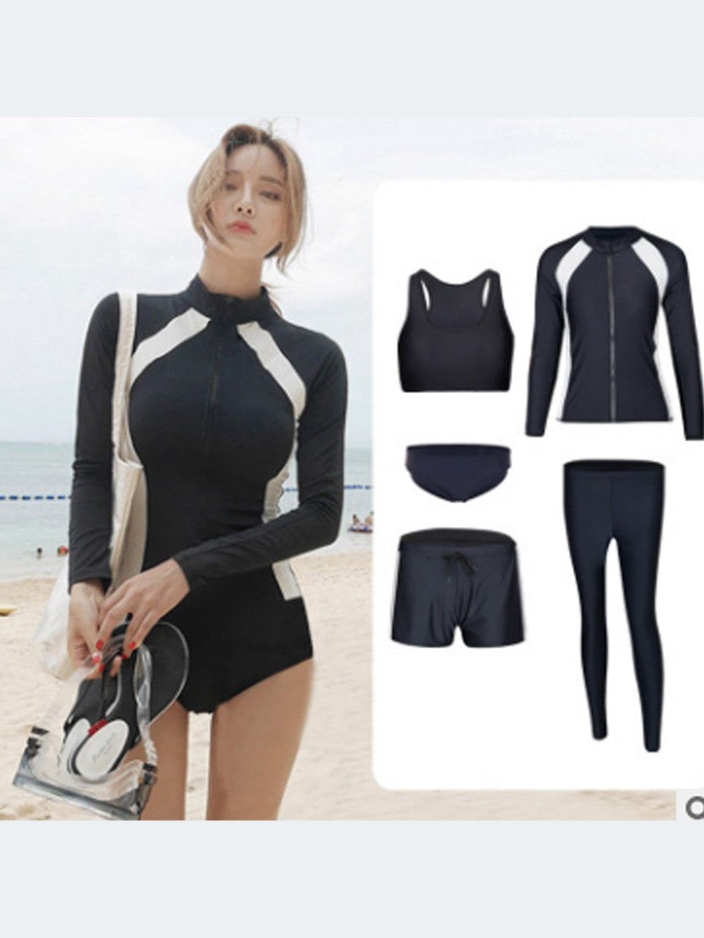 Long Sleeve Rash Guard 5-Piece Swim Set | Modest Swimwear