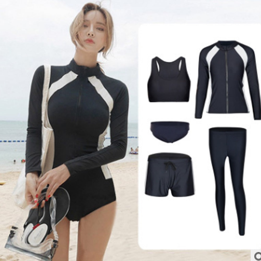 Long Sleeve Rash Guard 5-Piece Swim Set | Modest Swimwear