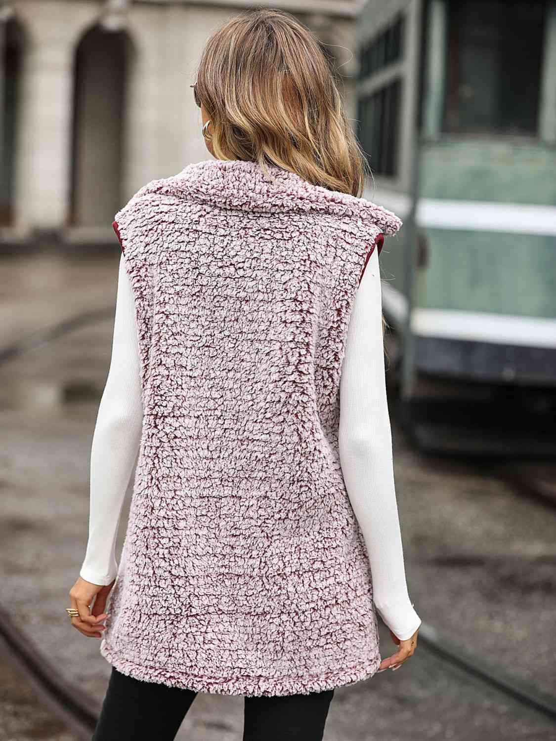 Full Size Button Down Collared Neck Vest -- 