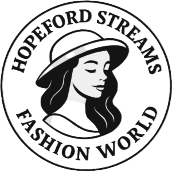 Logo of Hopeford Streams Fashion World with a stylized illustration of a woman wearing a hat.