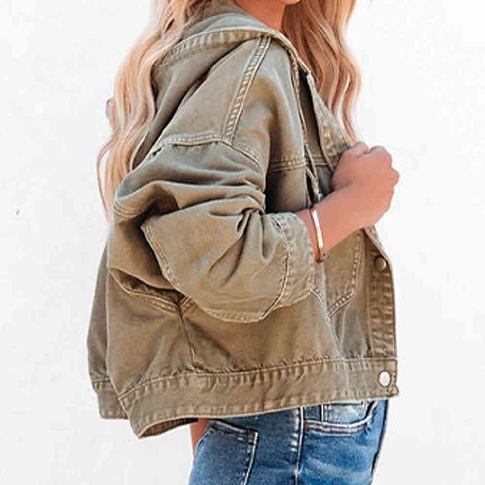 Hooded Dropped Shoulder Denim Jacket -- 