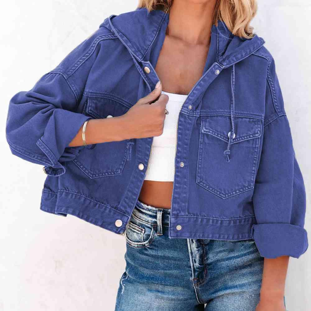 Hooded Dropped Shoulder Denim Jacket -- 