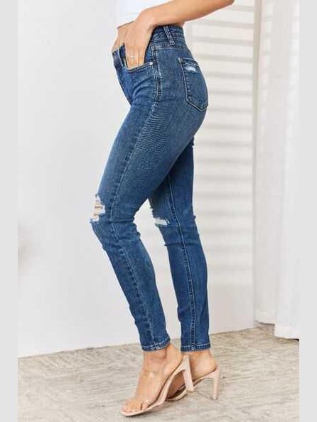 Judy Blue Full Size High Waist Distressed Slim Jeans -- 