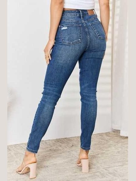 Judy Blue Full Size High Waist Distressed Slim Jeans -- 