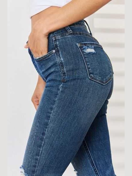 Judy Blue Full Size High Waist Distressed Slim Jeans -- 