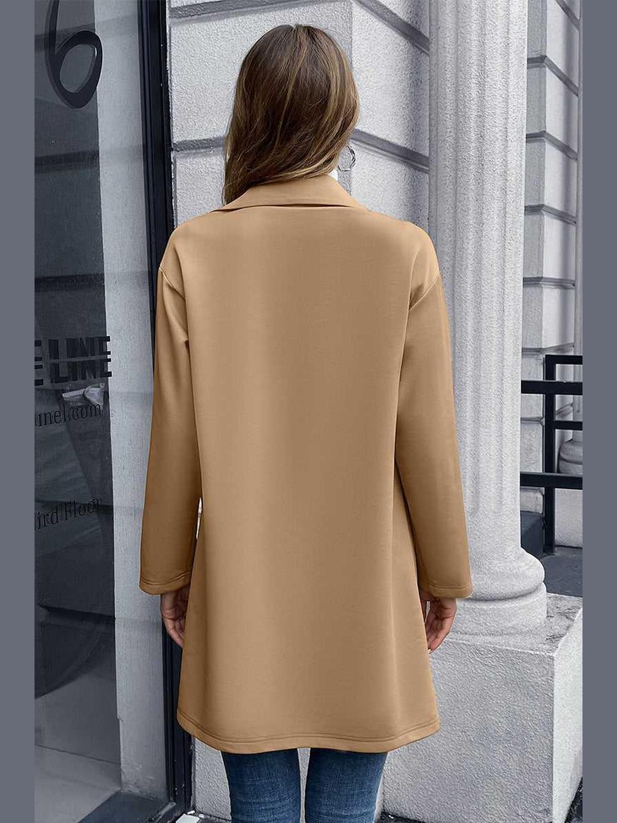 Lapel Collar Long Sleeve Blazer -- 