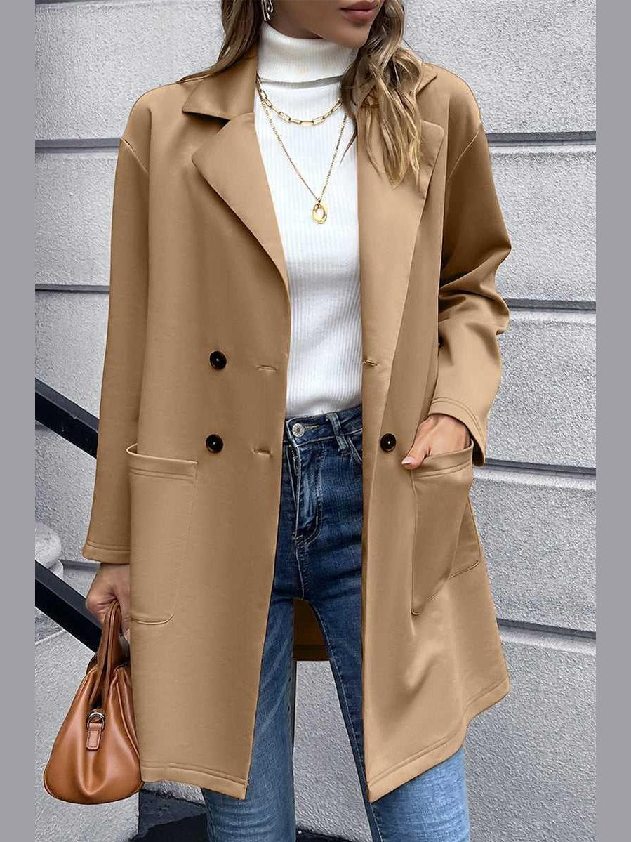 Lapel Collar Long Sleeve Blazer -- 
