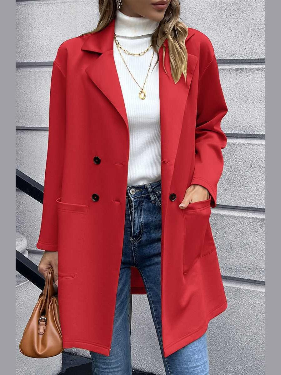 Lapel Collar Long Sleeve Blazer -- 