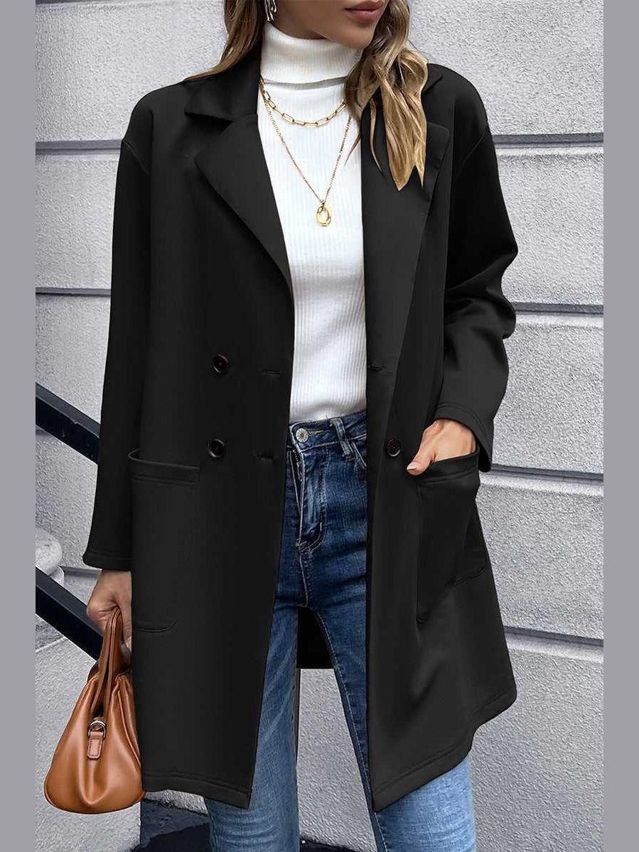 Lapel Collar Long Sleeve Blazer -- 