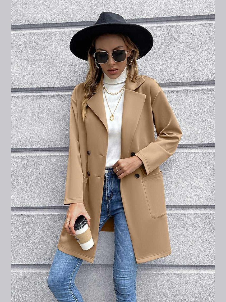Lapel Collar Long Sleeve Blazer -- 