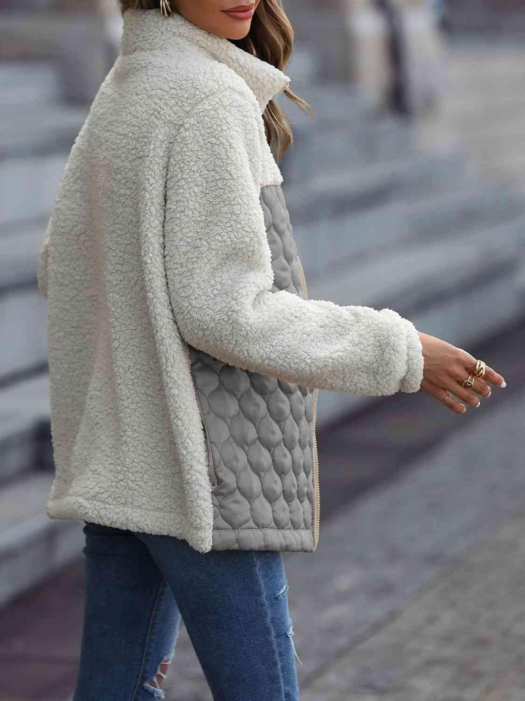 Leopard Color Block Zip-Up Jacket -- 