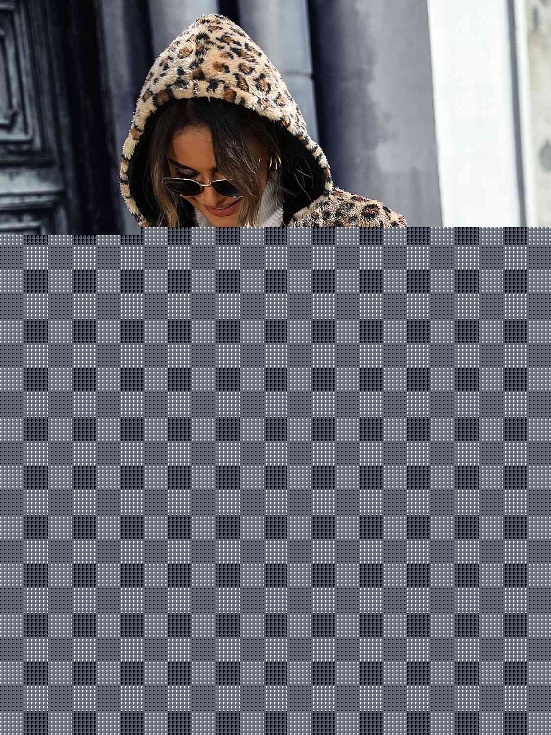 Leopard Zip-Up Hooded Jacket -- 