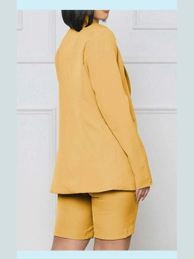 Long Sleeve Blazer and Shorts Set -- 