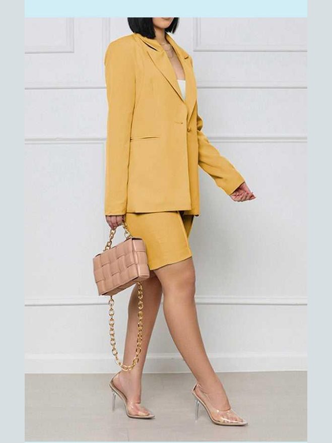 Long Sleeve Blazer and Shorts Set -- 